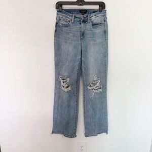 Judy Blue Straight Fit Distressed Mid Rise Jeans Size 5/27
